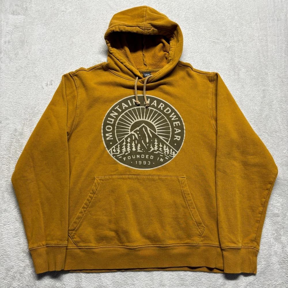 Mountain Hardwear Pine Peak Hoodie Mens S Sweatshirt Gold Yellow Organic Cotton